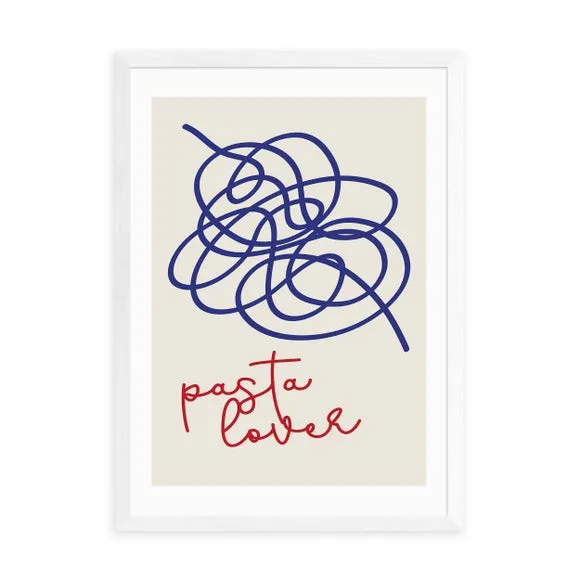 Pasta Lover Wall Print - Blue, Paper