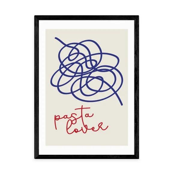 Pasta Lover Wall Print - Blue, Paper