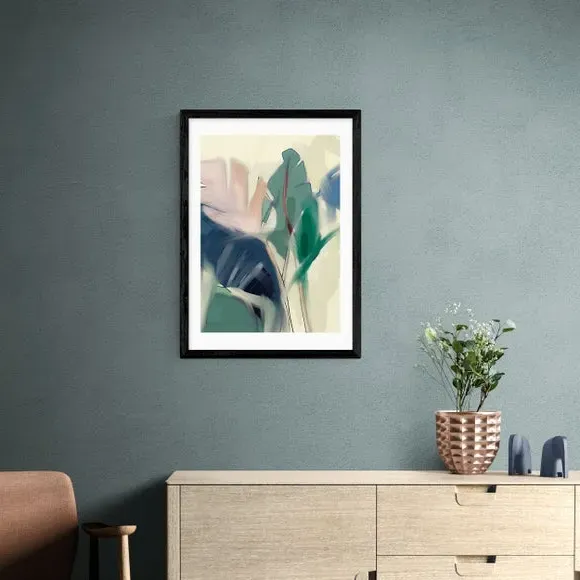 Pastel Leaves Wall Print - Green, Paper