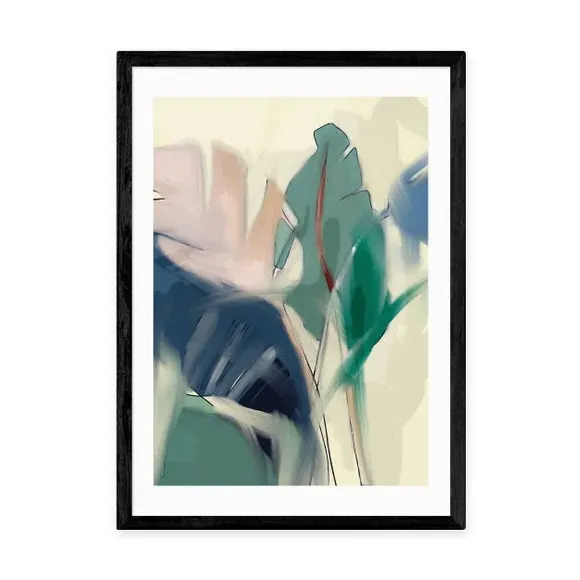 Pastel Leaves Wall Print - Green, Paper