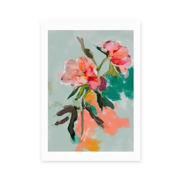 Peonies Wall Print - Green