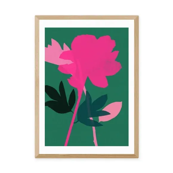 Peony Floral Wall Print - Multicolor, Paper