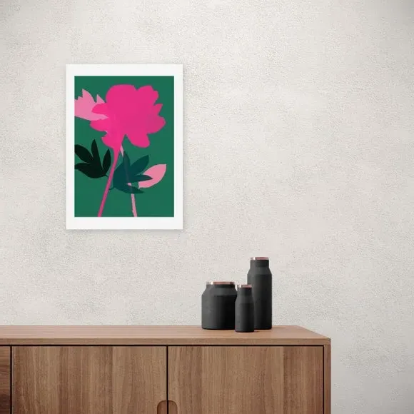 Peony Floral Wall Print - Multicolor, Paper