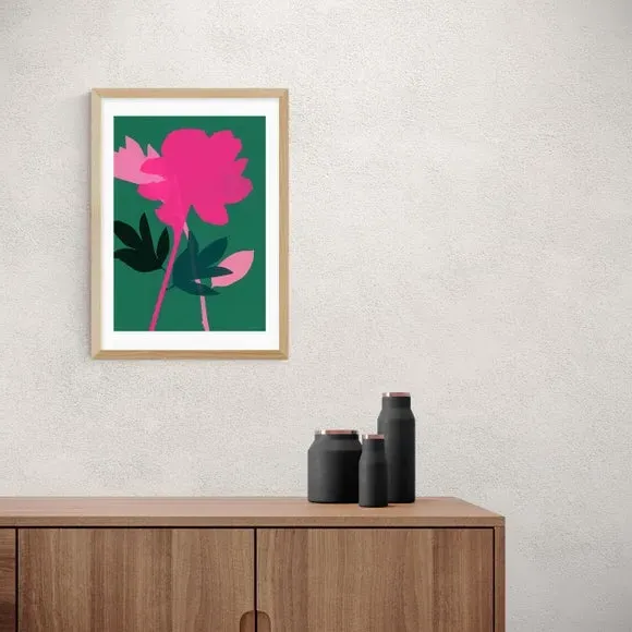 Peony Floral Wall Print - Multicolor, Paper