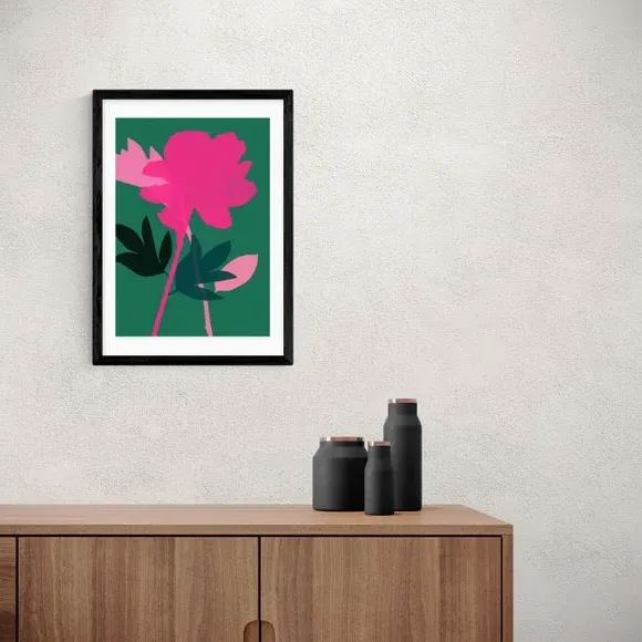 Peony Floral Wall Print - Multicolor, Paper