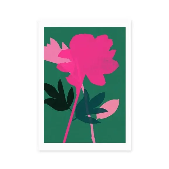 Peony Floral Wall Print - Multicolor, Paper