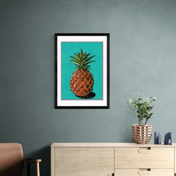 Pineapple Wall Print - Blue, Paper