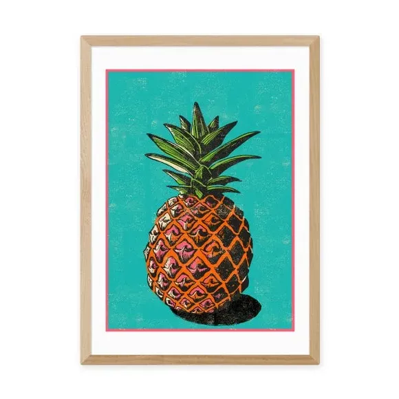 Pineapple Wall Print - Blue, Paper