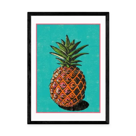 Pineapple Wall Print - Blue, Paper