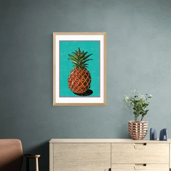 Pineapple Wall Print - Blue, Paper