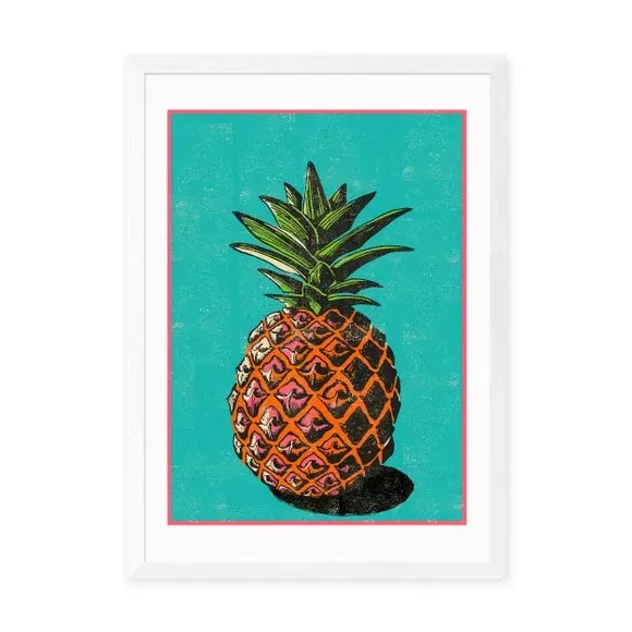 Pineapple Wall Print - Blue, Paper