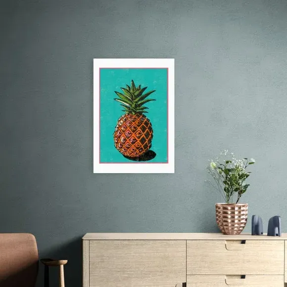 Pineapple Wall Print - Blue, Paper image