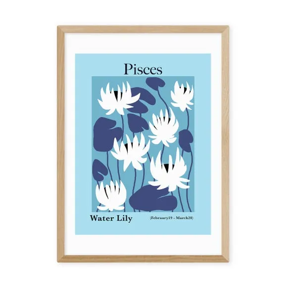 Pisces Wall Art Print - Blue, Archival Paper