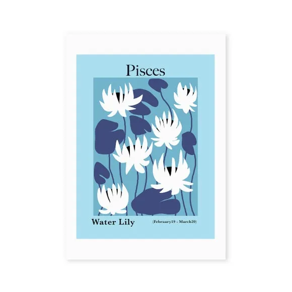 Pisces Wall Art Print - Blue, Archival Paper
