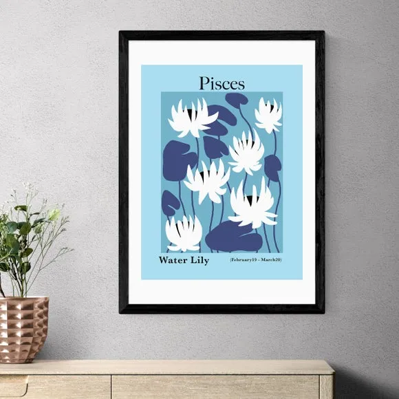 Pisces Wall Art Print - Blue, Archival Paper