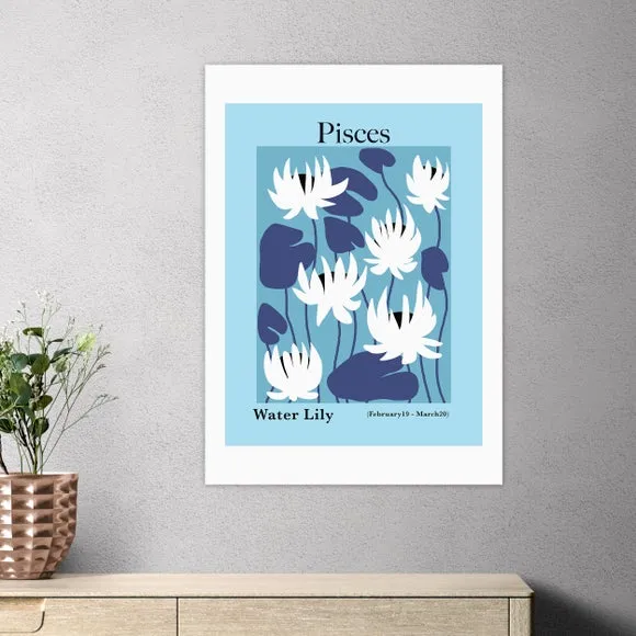 Pisces Wall Art Print - Blue, Archival Paper image