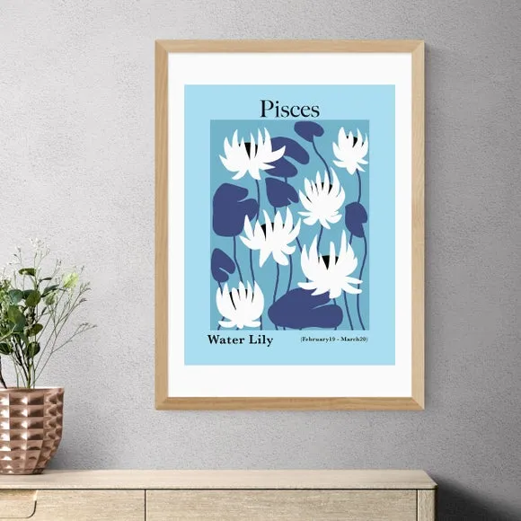 Pisces Wall Art Print - Blue, Archival Paper