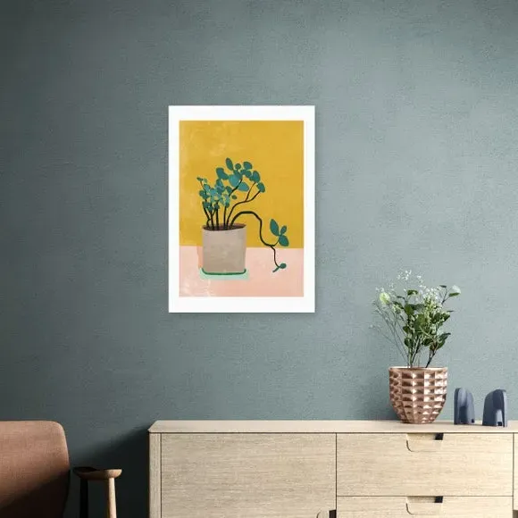 Plant Wall Print with Frame Options - Yellow image