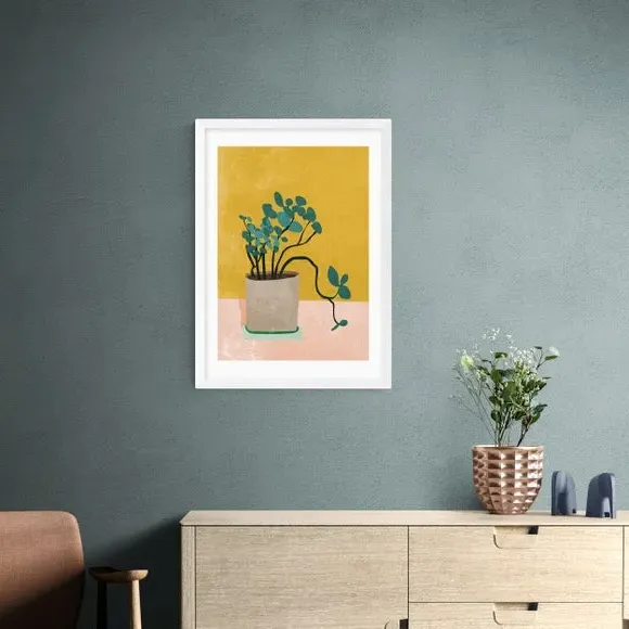 Plant Wall Print with Frame Options - Yellow