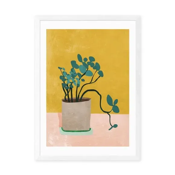 Plant Wall Print with Frame Options - Yellow