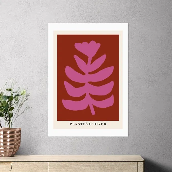 Plantes d'Hiver Wall Print - Pink, Paper
