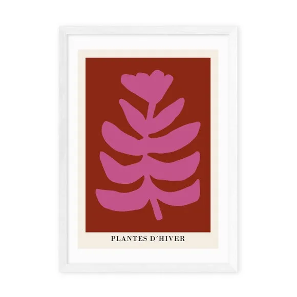 Plantes d'Hiver Wall Print - Pink, Paper