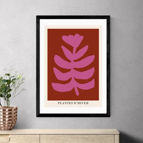 Plantes d'Hiver Wall Print - Pink, Paper
