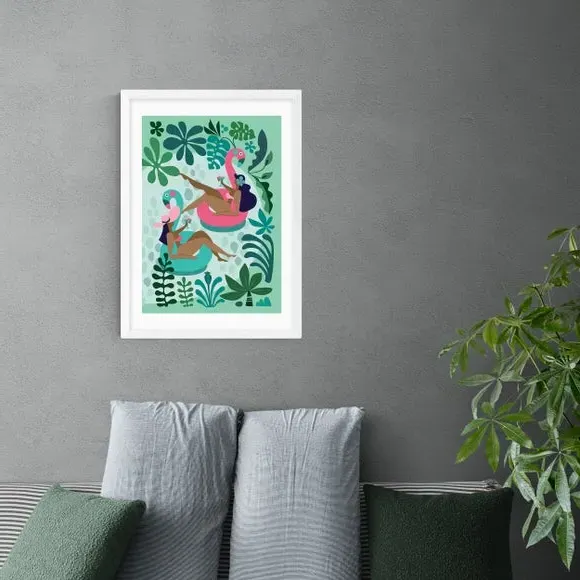 Portrait Art Print Summer Girls - Green
