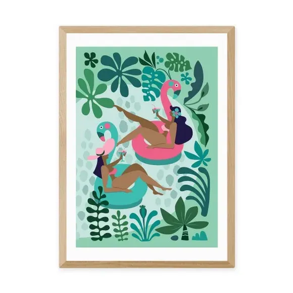 Portrait Art Print Summer Girls - Green