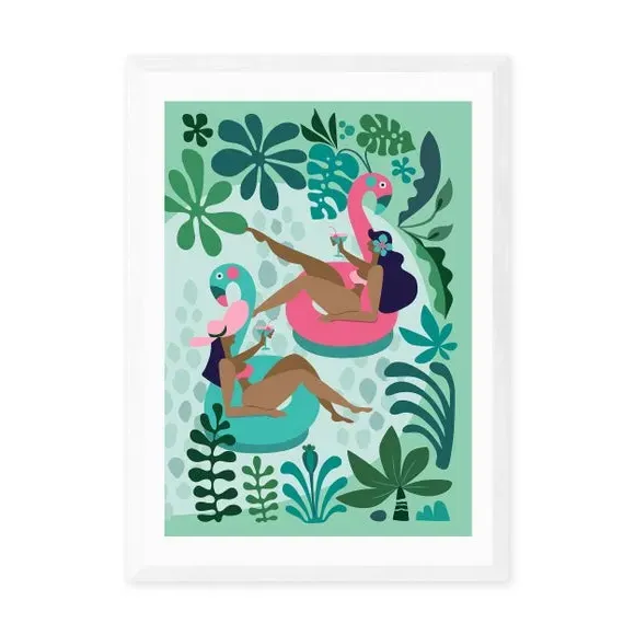 Portrait Art Print Summer Girls - Green