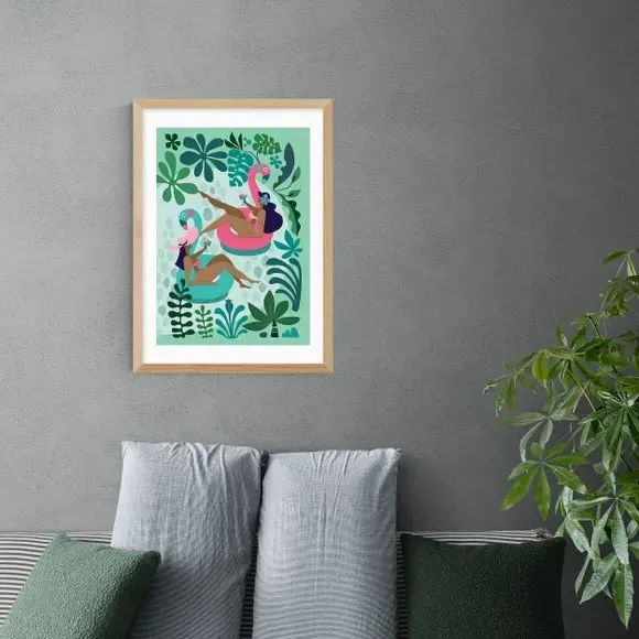 Portrait Art Print Summer Girls - Green