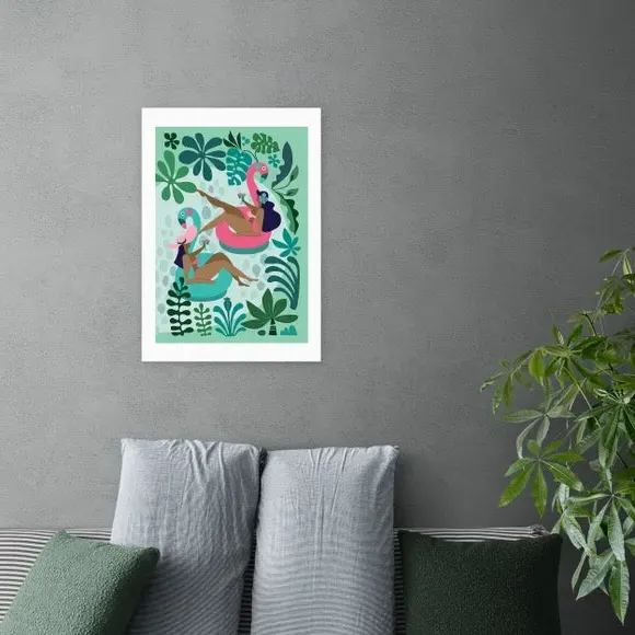 Portrait Art Print Summer Girls - Green image