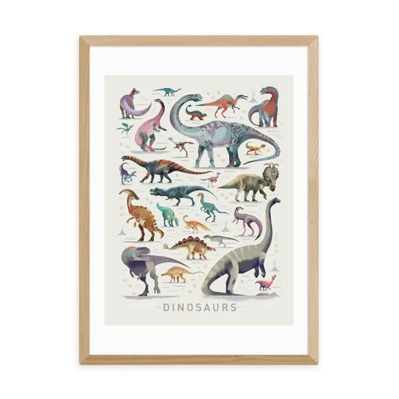 Portrait Dinosaur Print - White