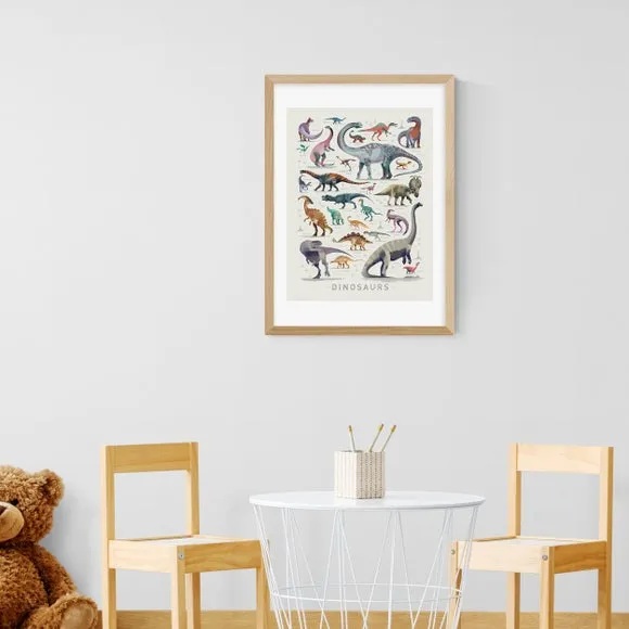 Portrait Dinosaur Print - White