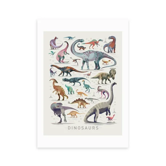 Portrait Dinosaur Print - White