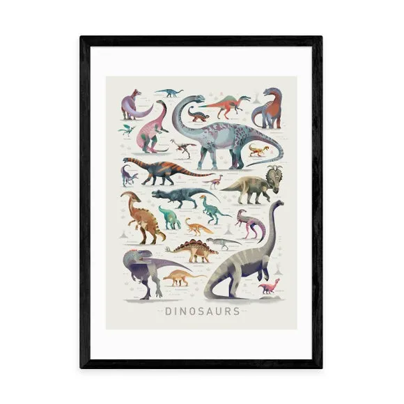 Portrait Dinosaur Print - White