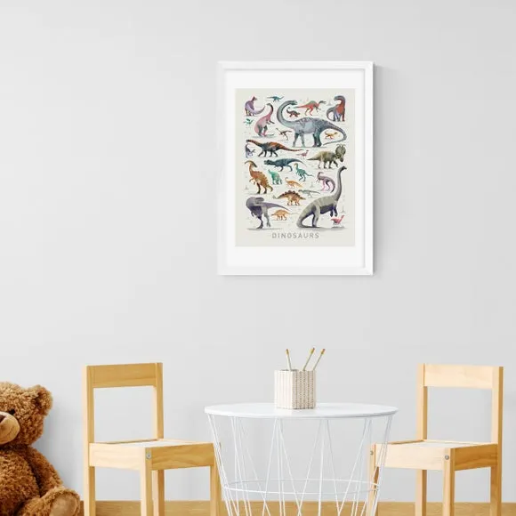 Portrait Dinosaur Print - White
