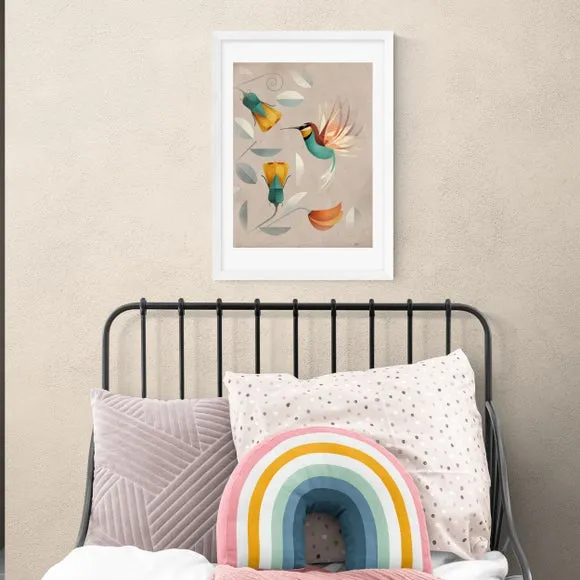 Portrait Hummingbird Print - Multicolor, Paper