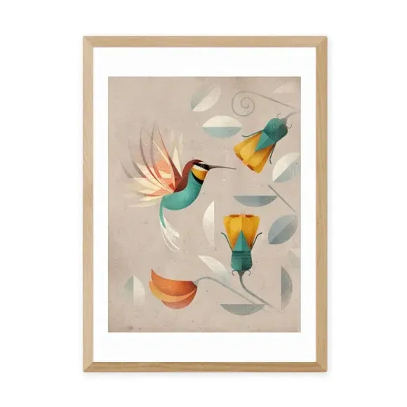 Portrait Hummingbird Print - Multicolor, Paper