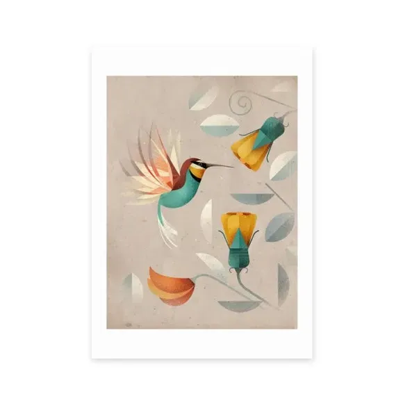 Portrait Hummingbird Print - Multicolor, Paper