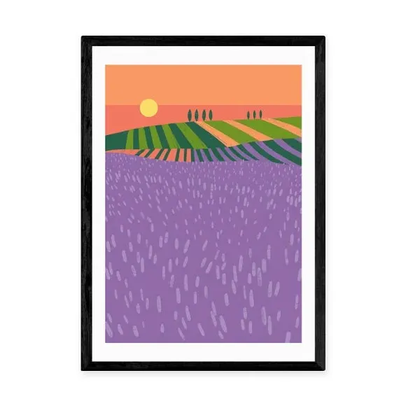 Portrait Lavender Fields Print - Purple, Paper
