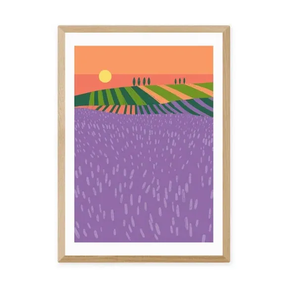 Portrait Lavender Fields Print - Purple, Paper