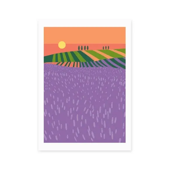 Portrait Lavender Fields Print - Purple, Paper