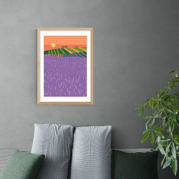 Portrait Lavender Fields Print - Purple, Paper