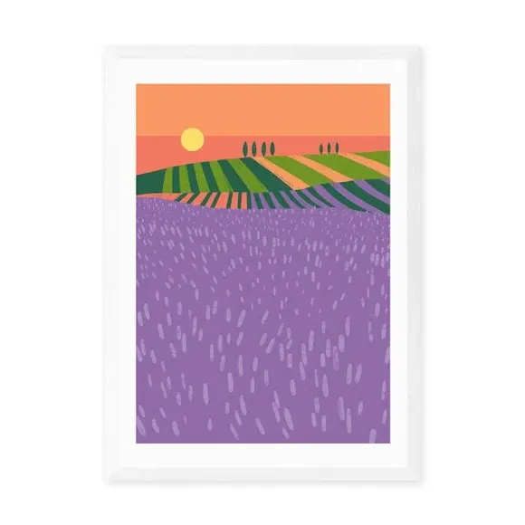 Portrait Lavender Fields Print - Purple, Paper