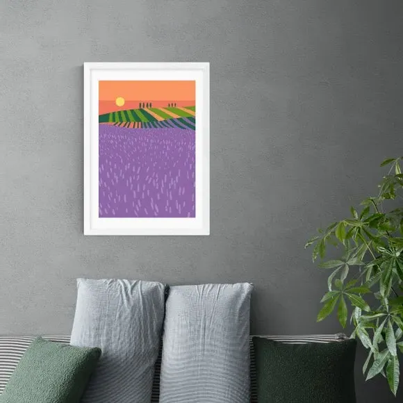 Portrait Lavender Fields Print - Purple, Paper
