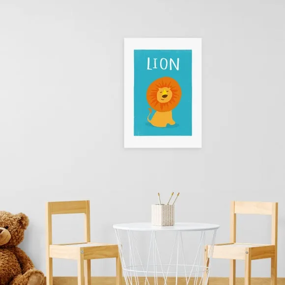Portrait Lion Print - Blue, Archival Paper