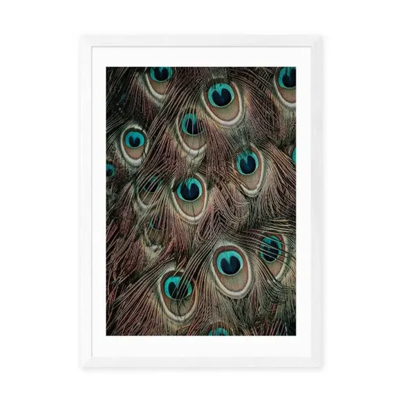 Portrait Peacock Feathers Print - Green, Paper