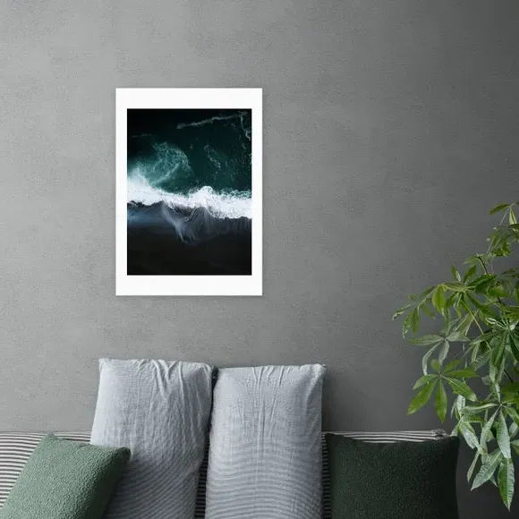 Portrait Wall Print Coastal Theme - Blue, Paper