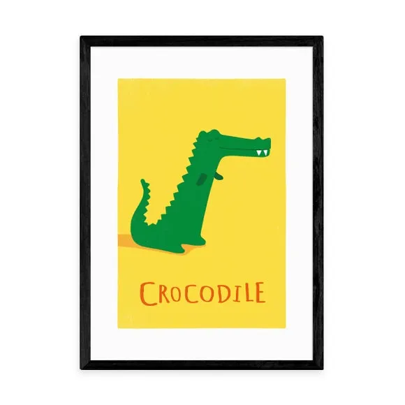 Portrait Wall Print Crocodile Design - Yellow